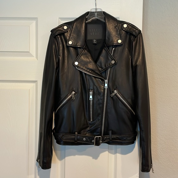 Belle Vere Leather Moto Jacket Size L - Picture 4 of 16
